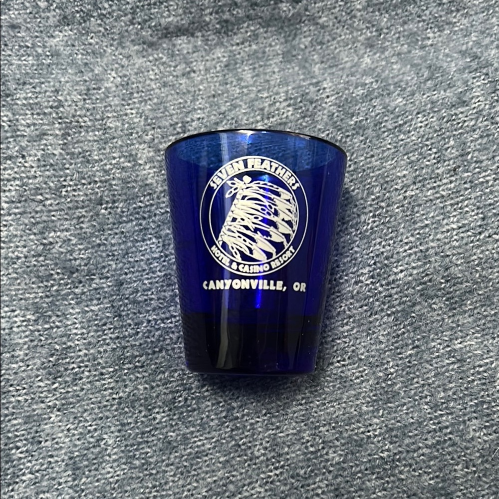Blue Seven Feathers Shot Glass
